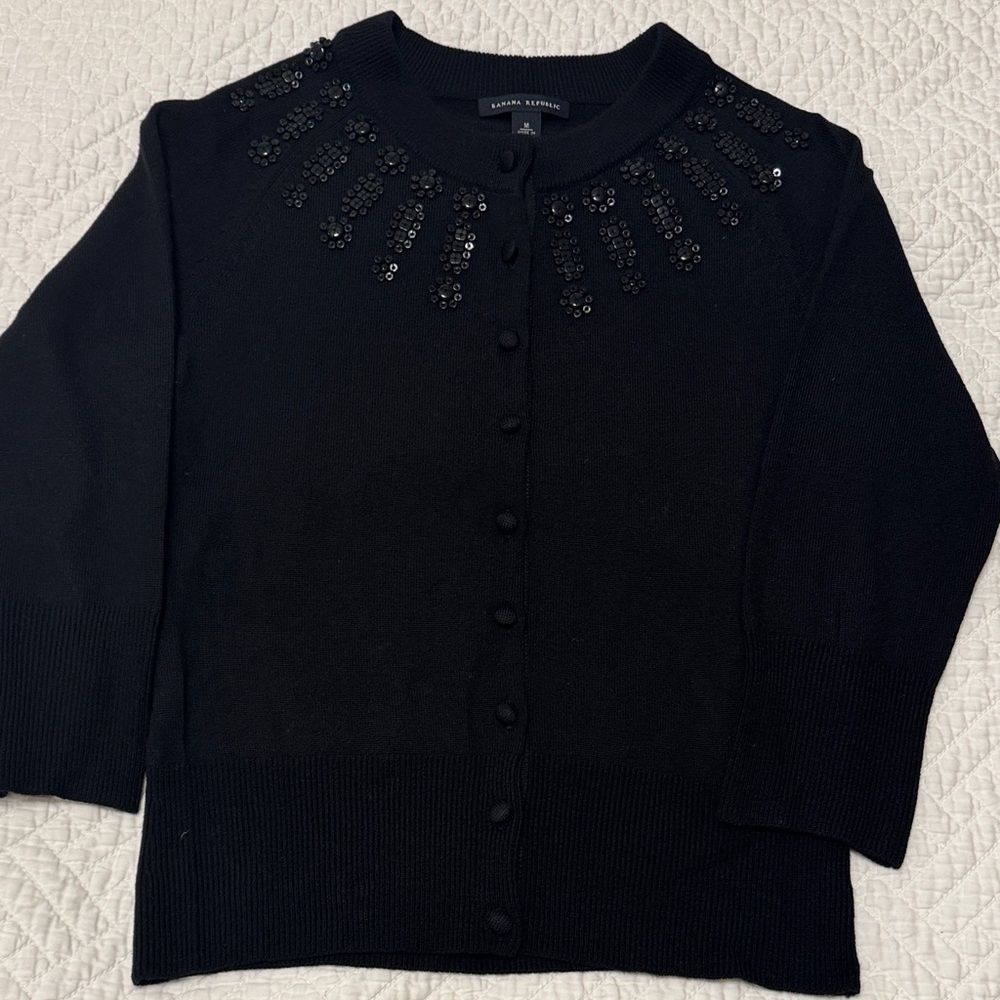 Banana Republic Black Cardigan with Embellishments